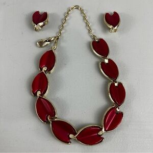 Vintage Thermoset Choker Necklace and Clip-On Earrings